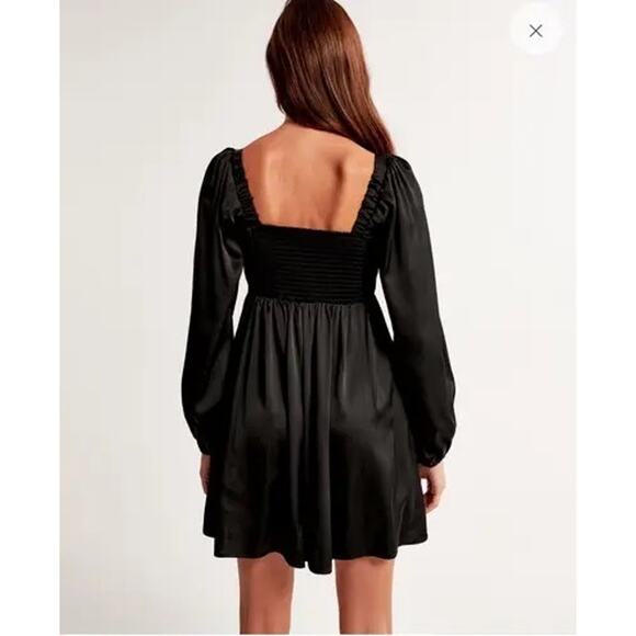 Abercrombie & Fitch Emerson Long Sleeve Mini Dress in Black Satin - Picture 4 of 11